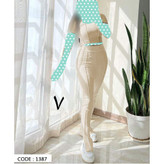 ست کراپ نیمتنه شلوار دمپا چاک رگه دوزی فانریپ کبریتی فری سایز 36 تا 42 تن شیک