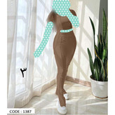 ست کراپ نیمتنه شلوار دمپا چاک رگه دوزی فانریپ کبریتی فری سایز 36 تا 42 تن شیک