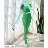 ست کراپ نیمتنه شلوار دمپا چاک رگه دوزی فانریپ کبریتی فری سایز 36 تا 42 تن شیک