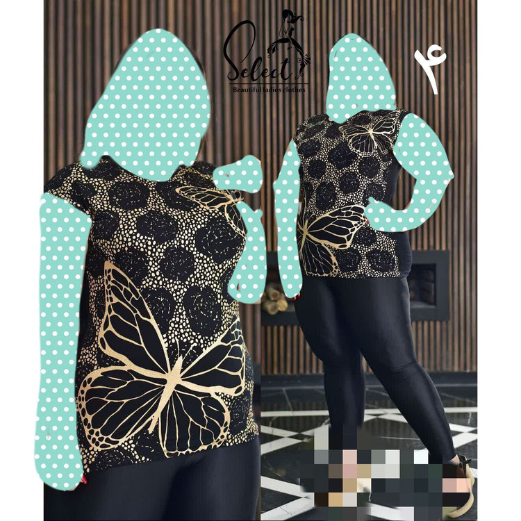 تیشرت تاپ تک مشکی چاپی بیگ سایز بزرگ قواره دار فری سایز ۴۰ تا ۵۲ تن شیک