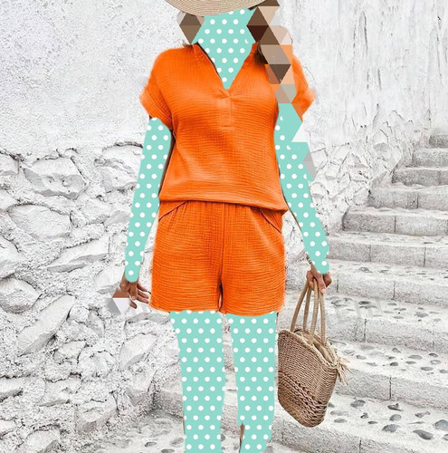 ست تیشرت شلوارک بیوتی دبل فیس عالی فری ۳۶ تا ۴۴ تن شیک