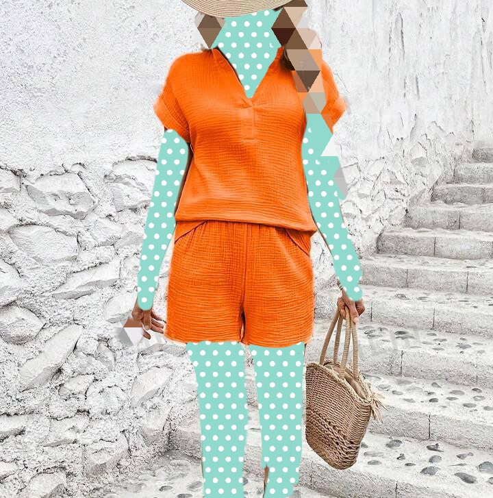 ست تیشرت شلوارک بیوتی دبل فیس عالی فری ۳۶ تا ۴۴ تن شیک