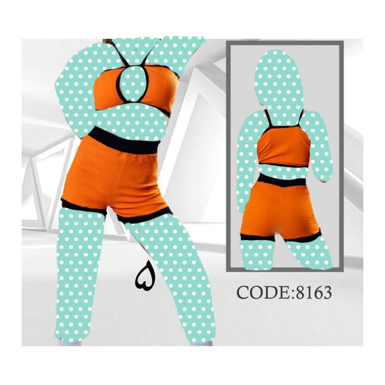 ست نیمتنه کراپ شورتک فانریپ پنبه درجه یک فری سایز 36 تا 42 تن شیک