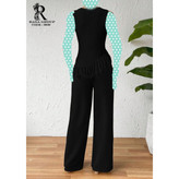 ست تاپ شلوار مراکشی بیسکوییتی پایین ریش فری سایز 38 تا 44 تن شیک