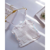 کراپ نیمتنه پولک دوزی آستردار کاپدار بند قابل تنظیم فری سایز 36 تا 42 تن شیک