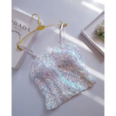 کراپ نیمتنه پولک دوزی آستردار کاپدار بند قابل تنظیم فری سایز 36 تا 42 تن شیک