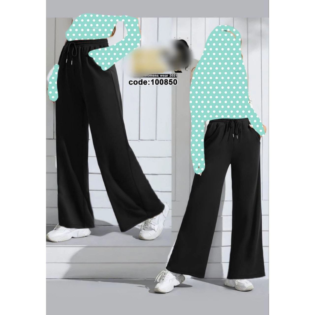 شلوار بگ دمپا گشاد بند دار دورس گلکسی عالی فری سایز ۳۸ تا ۴۴ تن شیک