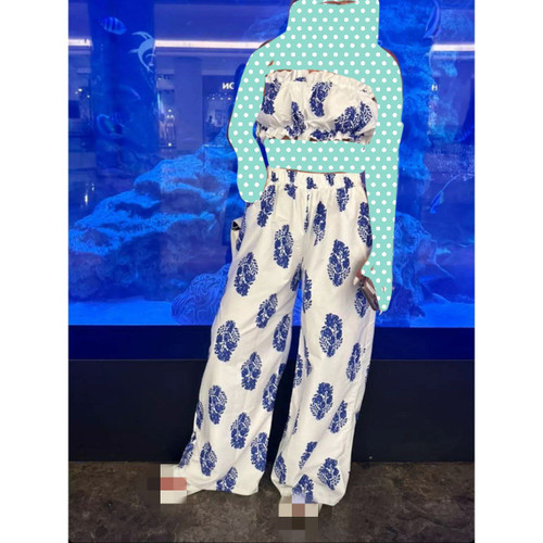 کراپ نیمتنه و شلوار طرحدار گره ای بوگاتی خنک فری سایز ۳۶ تا ۴۲ تن شیک