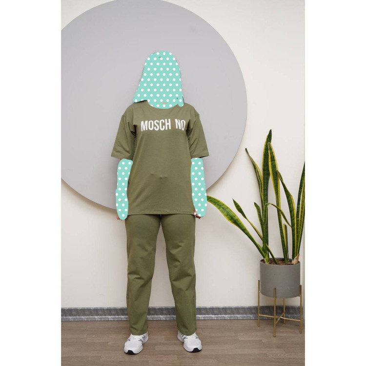 ست دو تیکه تیشرت شلوار لانگ پنبه لاکرا تمام کش فری سایز ۳۸ تا ۴۴ تن شیک