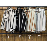 پیراهن مانتو شومیز راه راه مراکشی فری سایز ۳۶ تا ۴۶ تن شیک