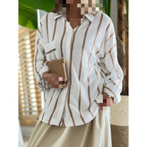 پیراهن مانتو شومیز راه راه مراکشی فری سایز ۳۶ تا ۴۶ تن شیک