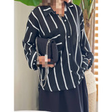 پیراهن مانتو شومیز راه راه مراکشی فری سایز ۳۶ تا ۴۶ تن شیک