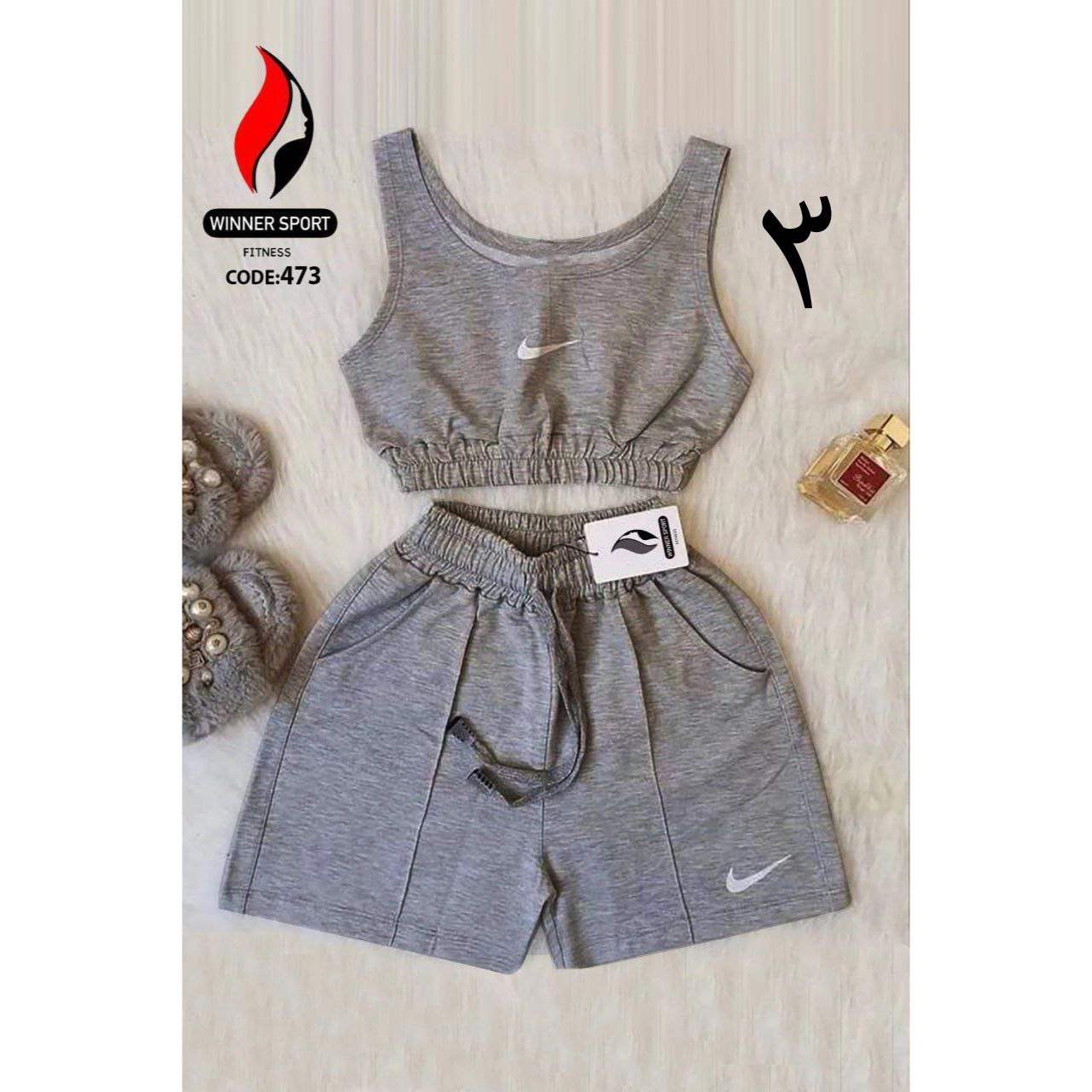 473 کراپ نیمتنه تاپ شورتک ملانژ پنبه تیپ فری سایز ۳۶ تا ۴۲ تن شیک - ۱