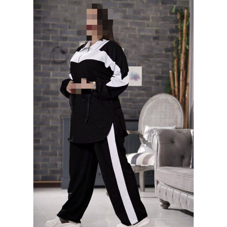 ست مانتو شلوار ورزشی کرپ غواصی عالی بیگ سایزبزرگ فری سایز ۴۴ تا ۵۲ تن شیک