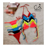 ست دو تیکه گره ای سولار استخر جکوزی پارچه مایویی فری سایز ۳۶ تا ۴۲ تن شیک