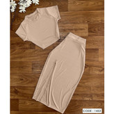 کد1453 ست کراپ نیمتنه دامن بلند چاکدار فانریپ کبریتی ۳۶ تا ۴۴ تن شیک