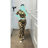 کد 9137 کراپ نیمتنه شلوار بوتکات چاپی فلامنت عالی فری سایز ۳۶ تا ۴۲ تن شیک