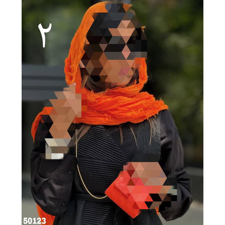 50123 شال چروک دور ریش نخ حریر قواره ۲۰۰ × ۶۵ تن شیک