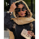 50123 شال چروک دور ریش نخ حریر قواره ۲۰۰ × ۶۵ تن شیک