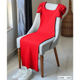 ماکسی پیراهن تونیک بلند آستین پفی یقه خشتی فانریپ کبریتی فری سایز ۳۸ تا ۴۴ قد ۱۳۰ کد ۱۴۵۴