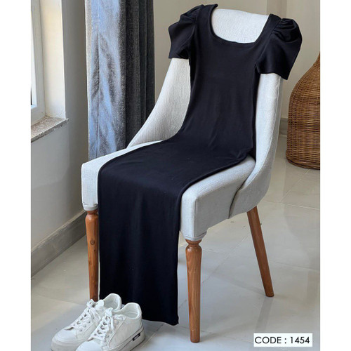 ماکسی پیراهن تونیک بلند آستین پفی یقه خشتی فانریپ کبریتی فری سایز ۳۸ تا ۴۴ قد ۱۳۰ کد ۱۴۵۴