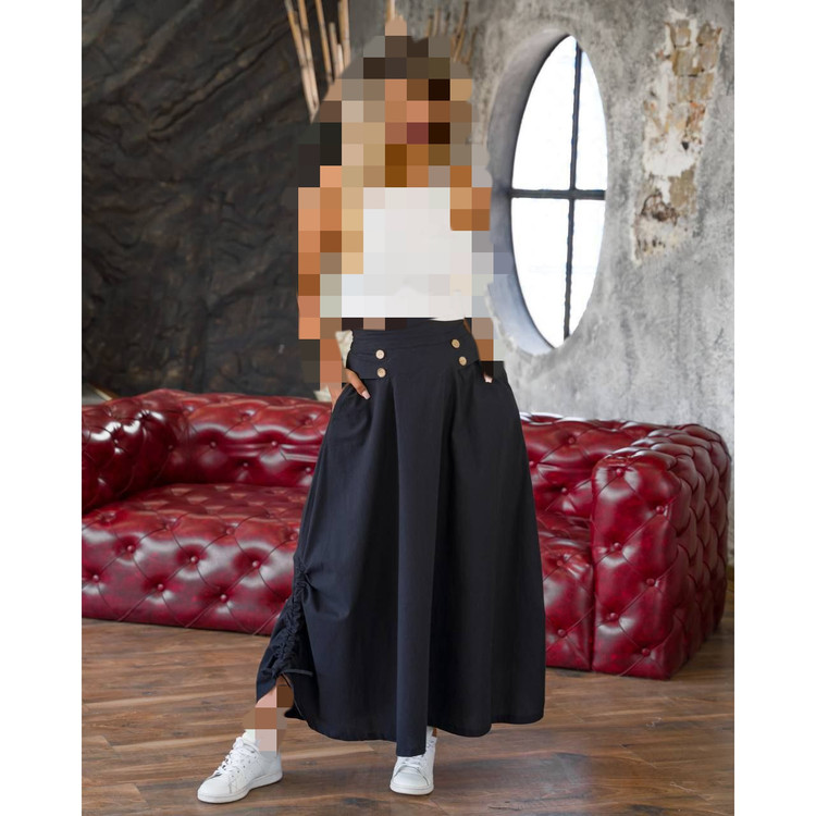 02195 دامن دو طرف گتر دار لنین قد ۹۸ فری سایز ۳۸ تا ۴۶ کمرکش تن شیک