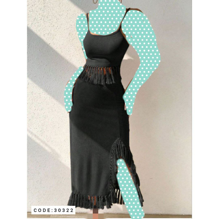 30322 ست کراپ نیمتنه دامن ریش دار فانریپ راه راه فری سایز ۳۶ تا ۴۲ تن شیک