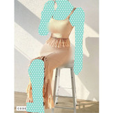 30322 ست کراپ نیمتنه دامن ریش دار فانریپ راه راه فری سایز ۳۶ تا ۴۲ تن شیک