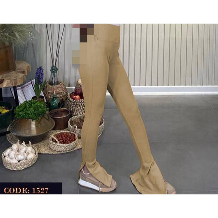 1527 شلوار بوتکات دمپا گشاد بغل چاکدار فری سایز ۳۶ تا ۴۲ تن شیک