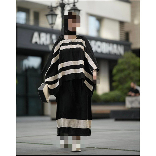 02199 ست مانتو شومیز پانچ و دامن مکرومه جنس کرسپو فری سایز ۳۶ تا ۴۸ تن شیک