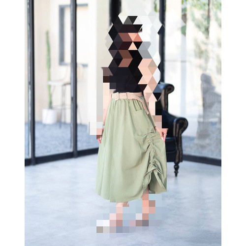 دامن بلند گتردار همراه کمربند کنفی لنین شست شده فری سایز ۳۸ تا ۴۸ تن شیک