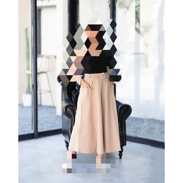 دامن بلند گتردار همراه کمربند کنفی لنین شست شده فری سایز ۳۸ تا ۴۸ تن شیک