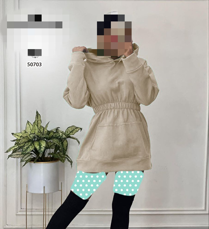 50703 هودی تک عروسکی گتر دار دورس داخل کرکی فری 36 تا 42 به 44 جذب تن شیک