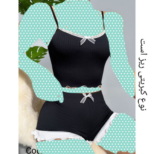 1439 تاپ کراپ نیمتنه شلوارک فانریپ پنبه کبریتی ریز فری سایز 38 تا 42 تن تاک