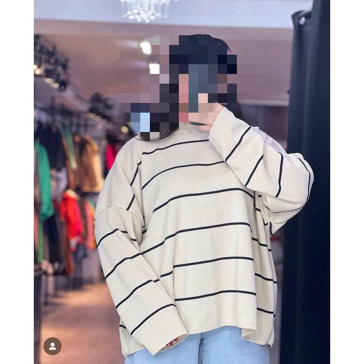 بافت راه راه ریز گرد بافت آکریل قواره دار قد ۷۰ فری سایز ۳۶ تا ۴۸ تن شیک