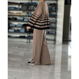 02101 ست پولیور تونیک بلوز و شلوار راه راه بافت بافتنی لطیف فری سایز ۳۶ تا ۴۴ تن شیک