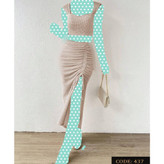 437 ست کراپ دامن گتردار بیسکوییتی مراکشی فری سایز ۳۶ تا ۴۲ تن شیک