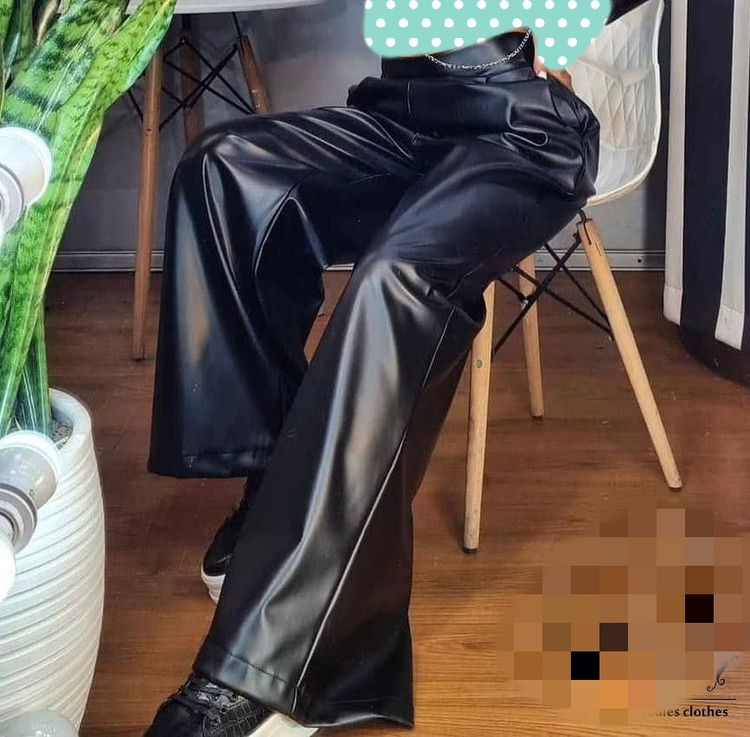 TOP شلوار بگ چرم داخل کرکی پشت کمر کشی فری سایز ۳۸ تا ۴۸ تن شیک