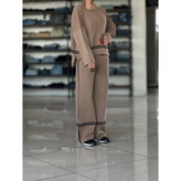 02102 ست پولیور بلوز و شلوار بافت دوخط لطیف و نرم فری سایز ۳۶ تا ۴۴ تن شیک