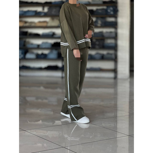 02102 ست پولیور بلوز و شلوار بافت دوخط لطیف و نرم فری سایز ۳۶ تا ۴۴ تن شیک