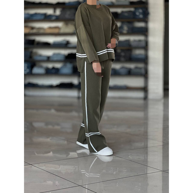 02102 ست پولیور بلوز و شلوار بافت دوخط لطیف و نرم فری سایز ۳۶ تا ۴۴ تن شیک