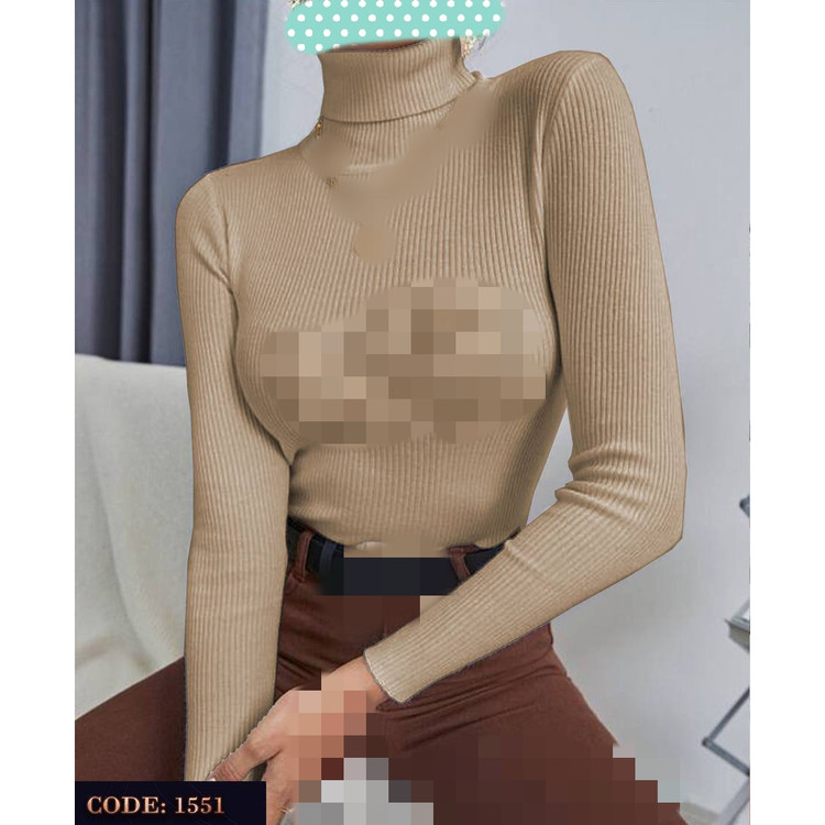 1551 تیشرت بلوز یقه اسکی دوبل فانریپ کبریتی عالی فری سایز 36 تا 42 تن شیک