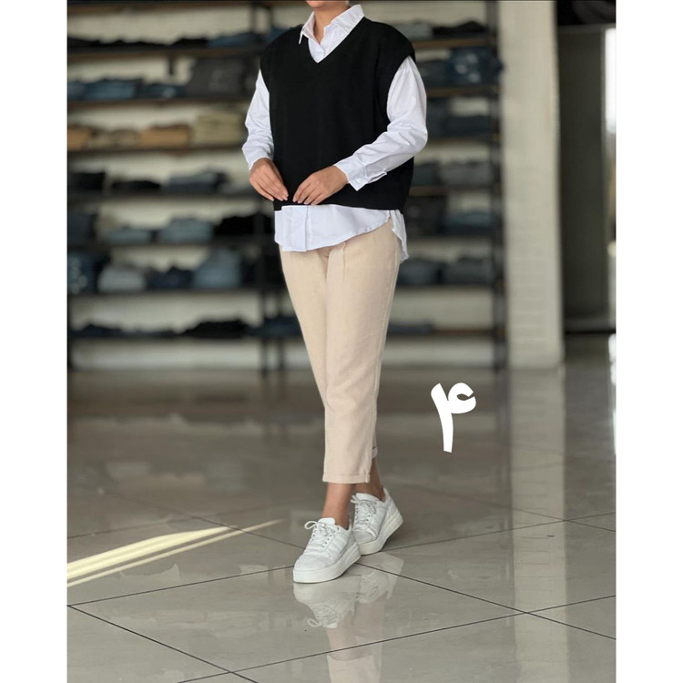 02106 ژیله تک بافت آکریلیک قد ۶۰ و شومیز سفید تک فری سایز ۳۶ تا ۴۴ تن شیک