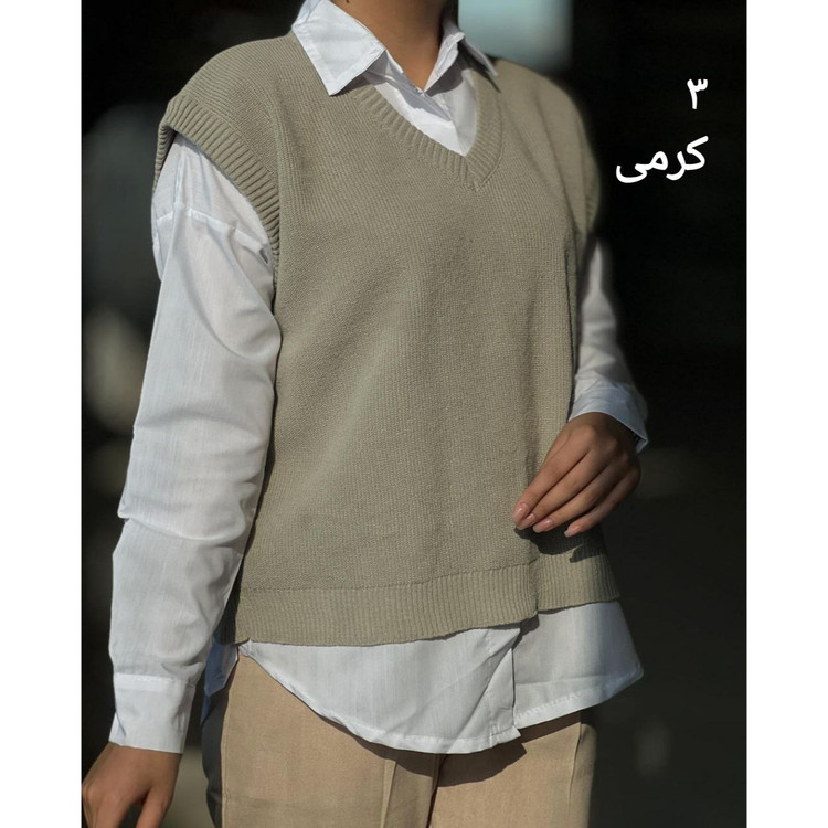 02106 ژیله تک بافت آکریلیک قد ۶۰ و شومیز سفید تک فری سایز ۳۶ تا ۴۴ تن شیک