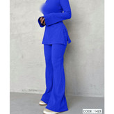 1423 ست بلوز تیشرت و شلوار یقه اسکی فانریپ کبریتی فری سایز ۳۸ تا ۴۲ تن شیک