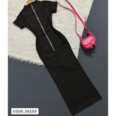 30250 پیراهن ماکسی زیپدار کشبافت کبریتی قد 130 فری سایز 36 تا 42 تن شیک