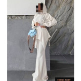 5039 ست عروسکی تیشرت بلوز و شلوار دمپا گشاد فانریپ پنبه کبریتی فری سایز ۳۶ تا ۴۴ تن شیک