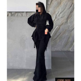 5039 ست عروسکی تیشرت بلوز و شلوار دمپا گشاد فانریپ پنبه کبریتی فری سایز ۳۶ تا ۴۴ تن شیک