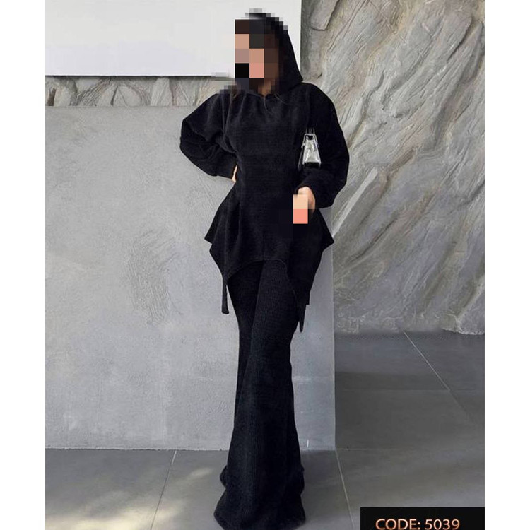 5039 ست عروسکی تیشرت بلوز و شلوار دمپا گشاد فانریپ پنبه کبریتی فری سایز ۳۶ تا ۴۴ تن شیک