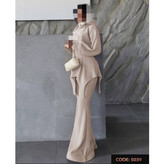 5039 ست عروسکی تیشرت بلوز و شلوار دمپا گشاد فانریپ پنبه کبریتی فری سایز ۳۶ تا ۴۴ تن شیک